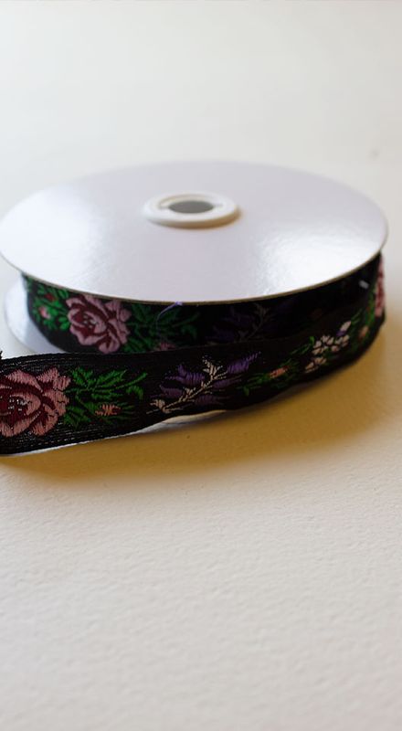 Blomsterbånd, rosa/lilla 23mm