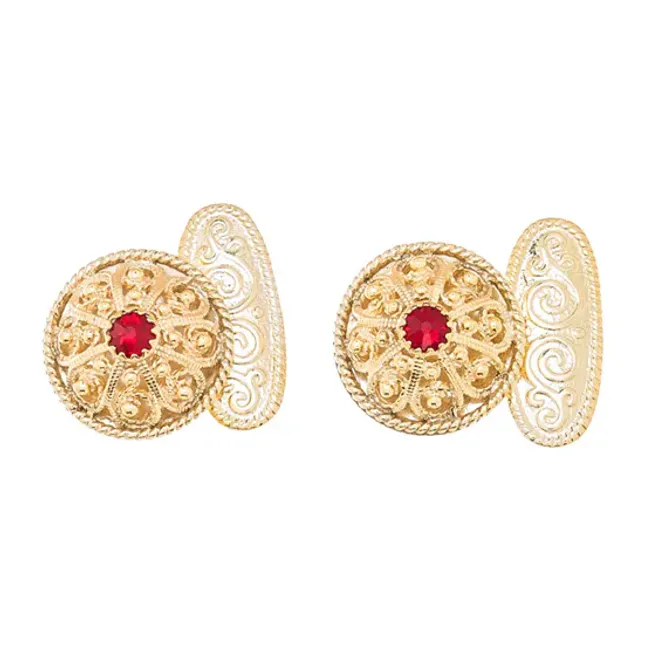 Hovedbilde Mansjettknapper 401 620, forgylt m/rød stein