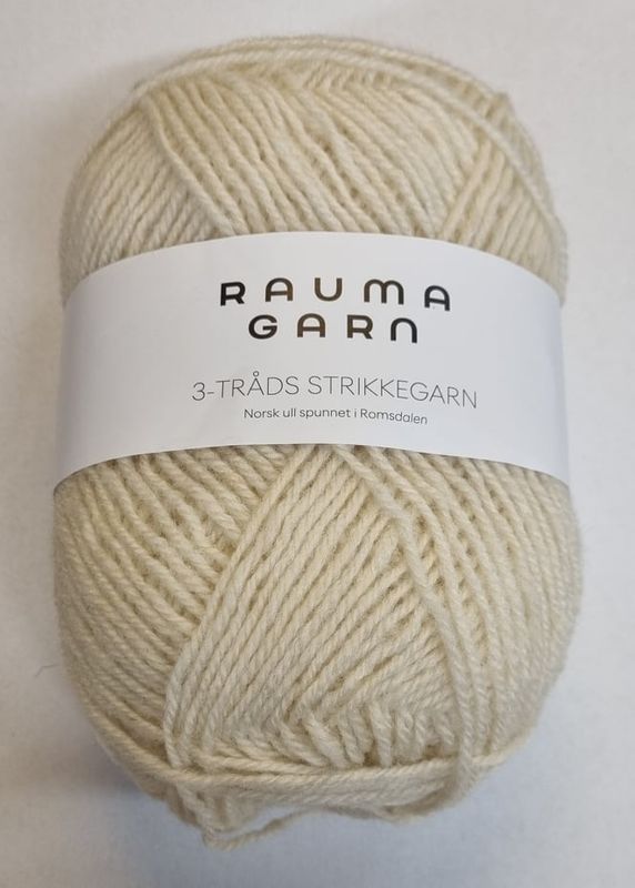 Rauma 3 tråds strikkegarn 101   