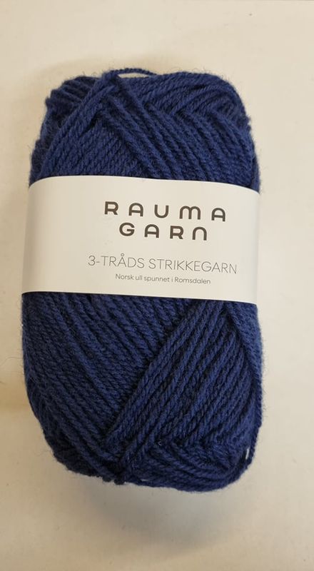 Rauma  3 tråds strikkegarn 149 Blå 