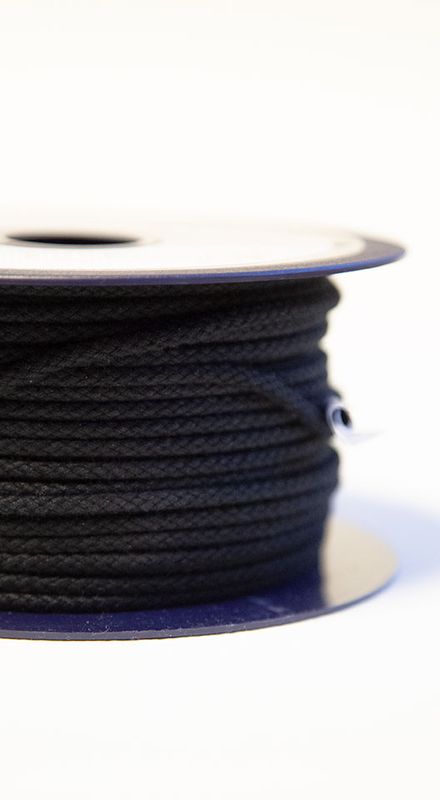 Anorakksnor, sort 3mm Ladecor